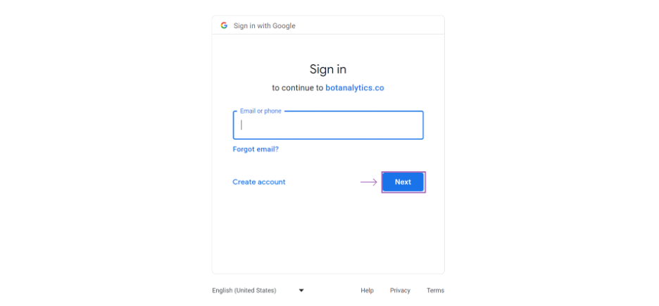 Enter Google Account