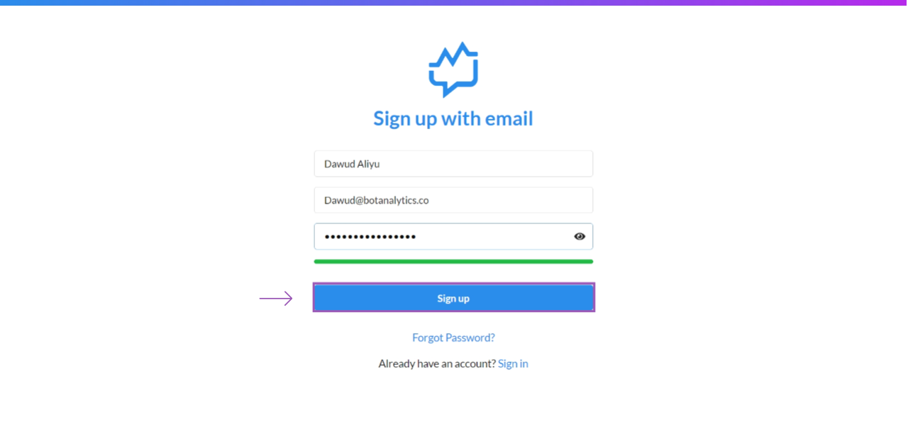 Click Signup Button