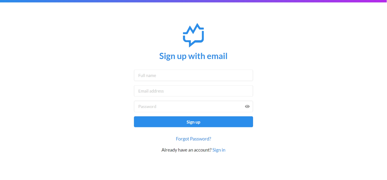 Sign With Email Page